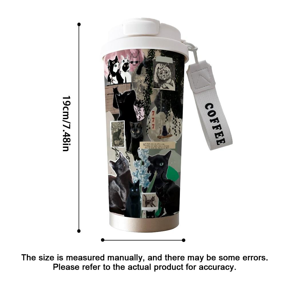 Abstract Cat Texture Coffee Cup, Portable Dual Drink Insulated Tumbler, Heat/cool Keeper, Boho Style, Office, Travel, Outdoor Essential