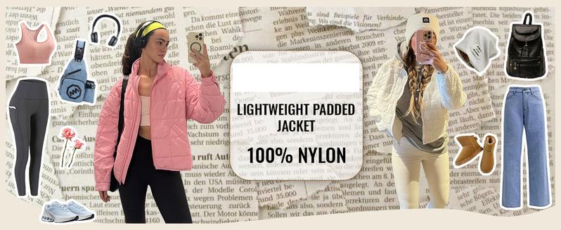 Naeduo Women's Oversized Quilted Lightweight Puffer Jacket Casual Padded Coat Long Sleeve Collared Khaki Outerwear Basic Everyday Wear