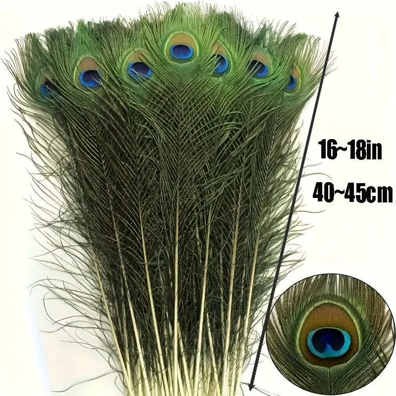 22pcs Artificial Peacock Feather Set, Large Decorative Feathers, Ideal for Crafts, Vase Decoration, Wedding, Home, Party, Christmas, Holiday Decor Ornaments
