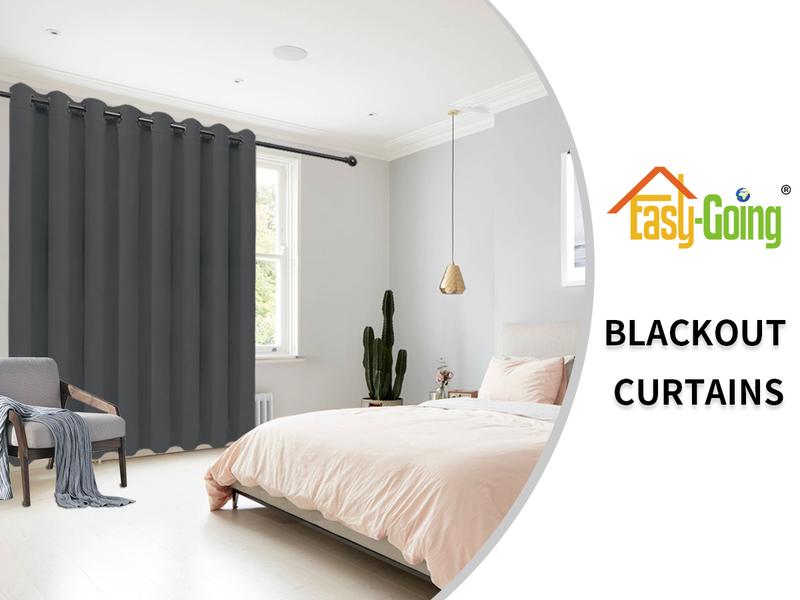 Easy-Going Blackout Curtains for Bedroom, Solid Thermal Insulated Grommet and Noise Reduction Window Drapes, Room Darkening Curtains for Living Room, 2 Panels Easy-Going Blackout Curtains for Bedroom, Solid Thermal Insulated Grommet and Noise Reduction Window Drapes, Room Darkening Curtains for Living Room, 2 Panels