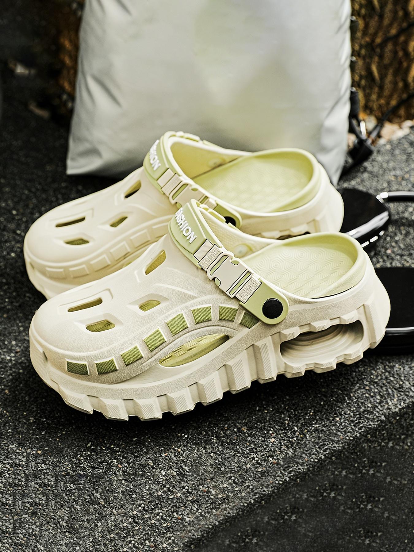 Men's Summer Outdoor Breathable Nonslip Thick Sole Non-Slip Lightweight Open-Toe Slippers, Casual Beach Sandals, Versatile Comfortable Hole Shoes, Textured Design Clogs