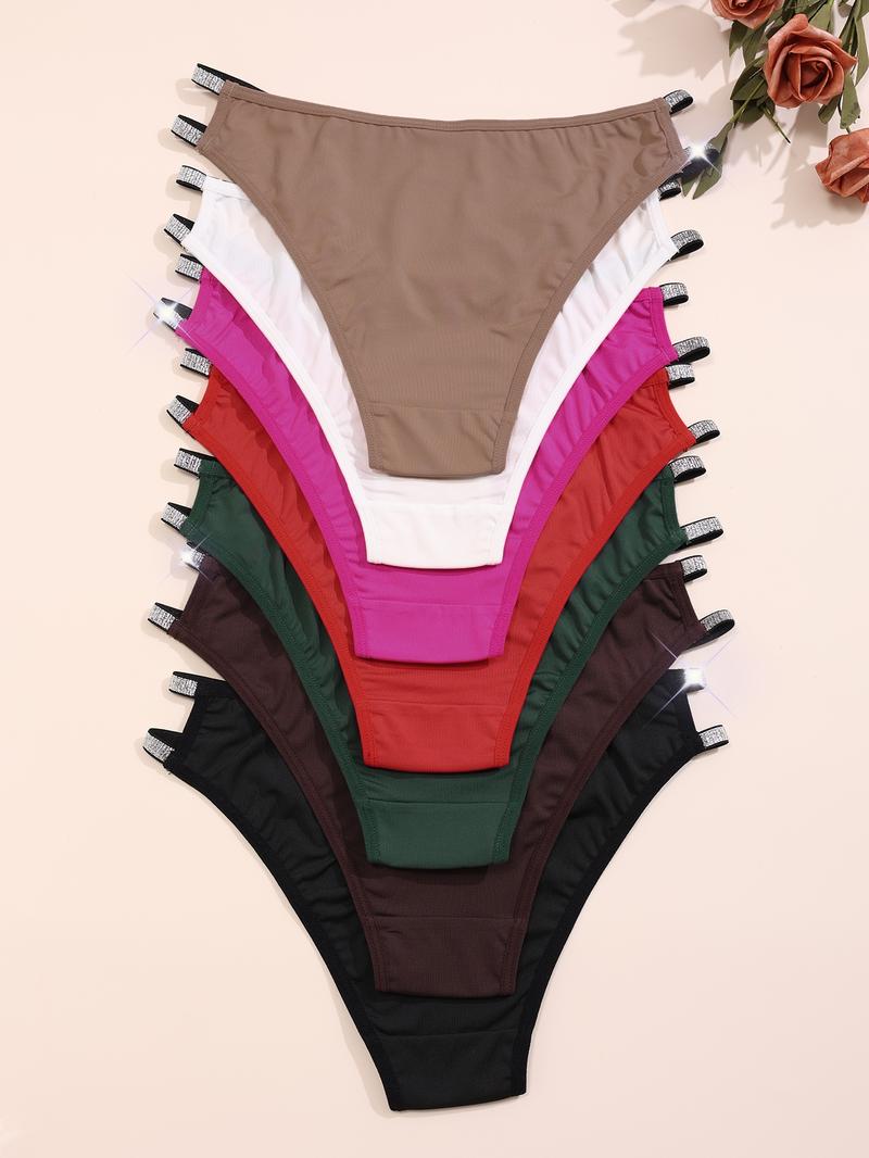 Women's Cut Out Brief, Soft Comfy Breathable Knicker for Daily Wear, Sparkle for All Seasons, High Cut Underwear