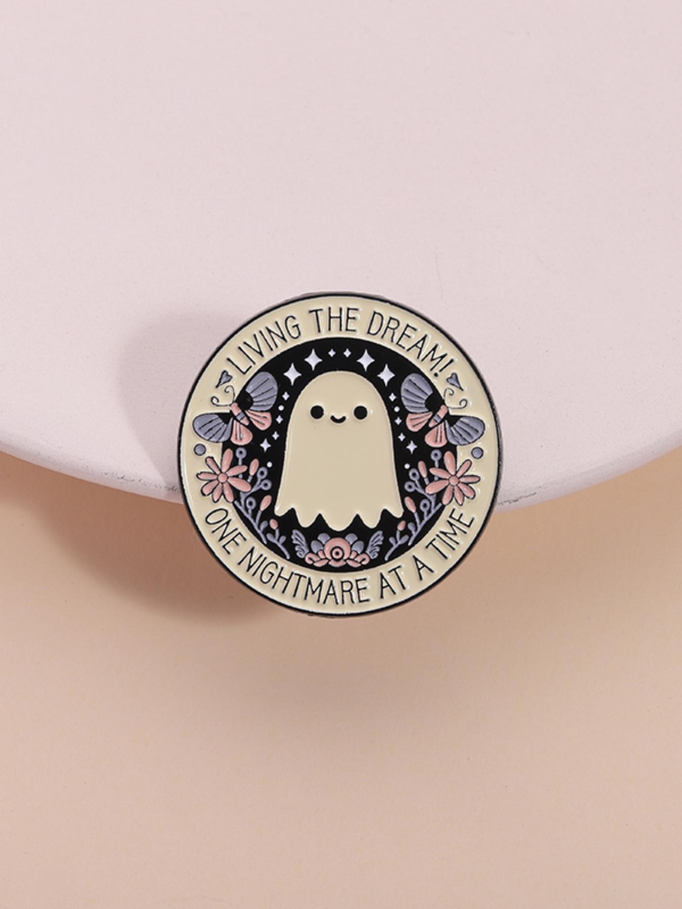 Cute Ghost Design Brooch, Round Cartoon Brooch for Jackets, Bags and Hats, Fashion Accessories for Women & Men, Durable Metal Pins, Flower Brooch Pin
