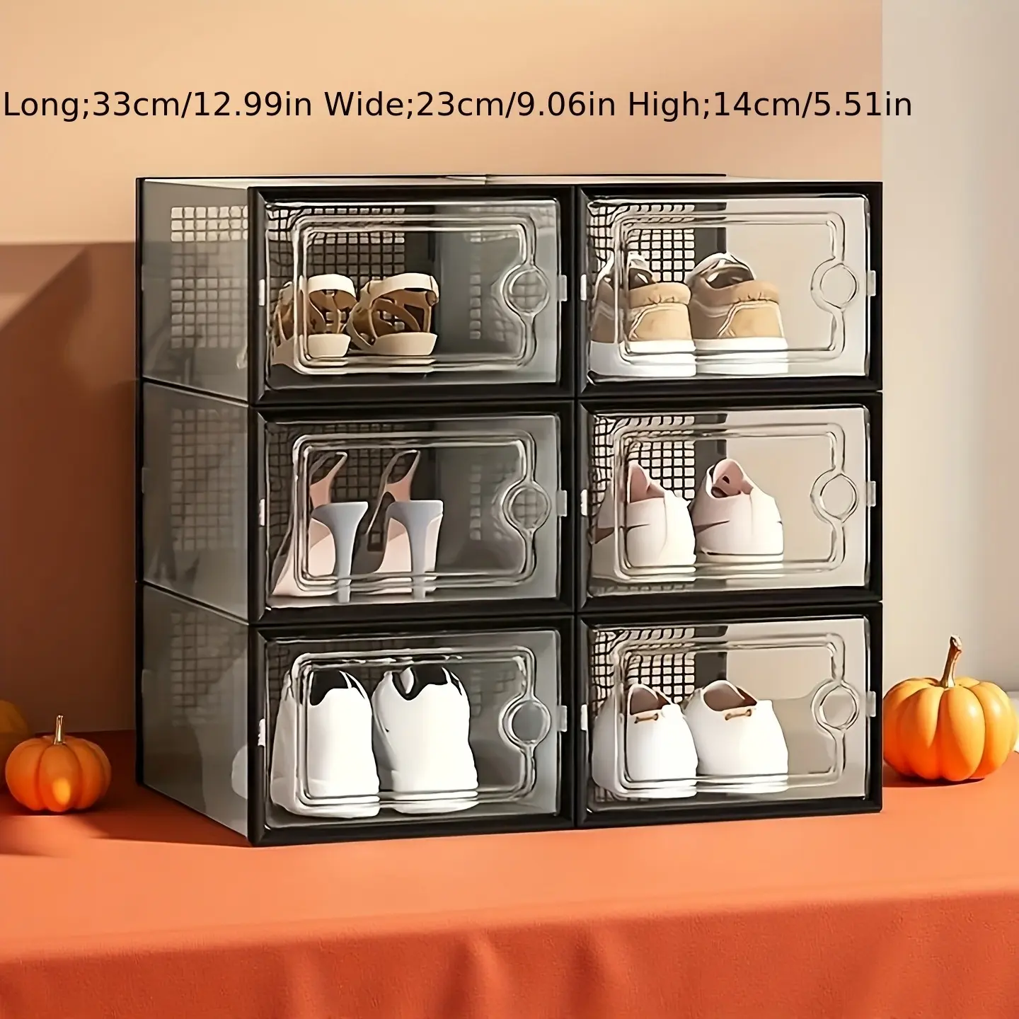 6/12/18/24-piece set, sturdy and transparent shoe box with lid, stackable plastic shoe rack. Waterproof design, space-saving, suitable for all types of shoes, ideal for entrance hall, shoe rack, and shoe cabinet storage, Closet Organizer, Clear Shoe Boxes