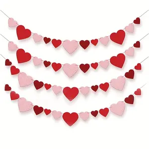 4 pieces, felt Valentine’s Day garland, heart-shaped garland, Galentines Day decorations, heart-shaped decorations, Valentine’s Day banners, happy anniversary, wedding decorations, wishing banner