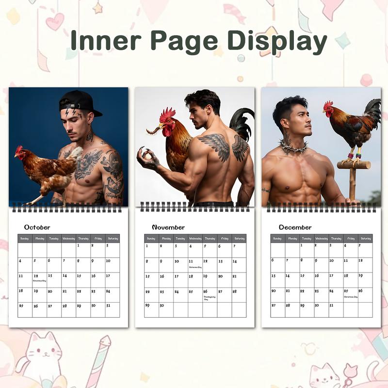 2026 Farm Theme Wall Calendar, 12 Months Colorful Illustrations, 7.9in X 7.9in Perfect Size, Cute Fun Art Decor Gift, Ideal for Home Office Enthusiasts, Wall Planner