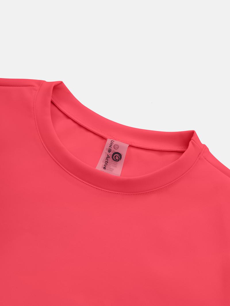 Two-Piece Set Women's Solid Color Tracksuit Set, Sporty Breathable Short Sleeve Tee & High Waist Skinny Shorts Set, Ladies Sportswear for Indoor Outdoor Wear