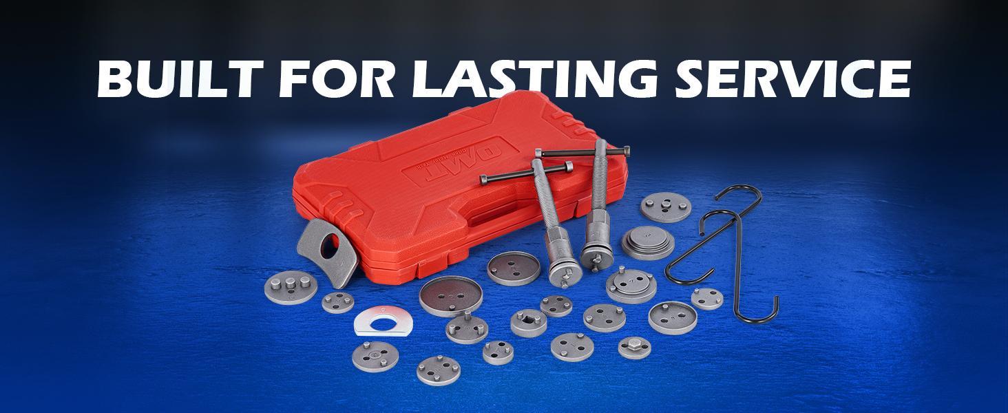 Orion Motor Tech24pcs Heavy Duty Disc Brake Caliper Tool Set Disc Brake Caliper Compressor Wind Back Tool Brake Spreading Tools, Red/Blue/Black Brake Caliper Tool Set,Fits Most American, EU, JP Autos Repair Tool Set, Adjustable Kit