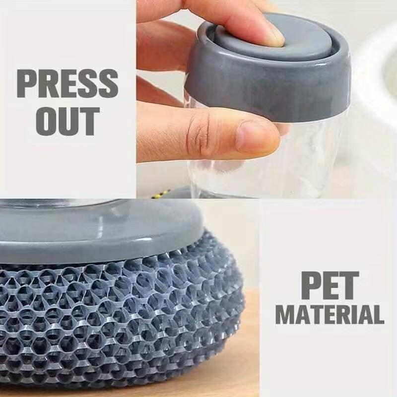 Automatic Liquid Soap Dispenser with Comfortable Handle, Hand Brush for Kitchen Sink Pot Bowl Cleaning, Easy-To-Use Dishwashing Tool