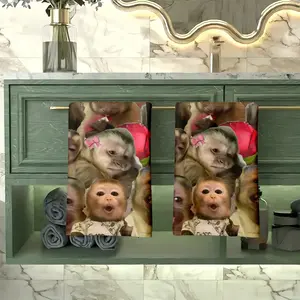 Cute Monkey Emoji Towel Set, Soft Durable Fabric, Absorbent Quick Dry, Colorfast, Easy to Clean, Kitchen Bathroom Decor, 2-20pcs Options