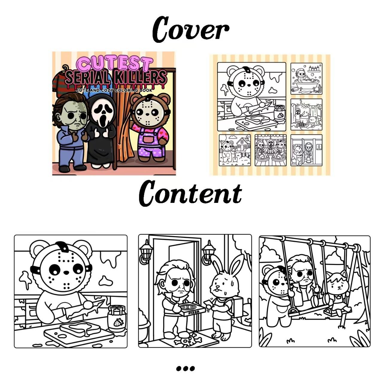 Cute Horror Character Coloring Book for Adults, Cozy Halloween Theme Stress Relief Activity, Perfect for Adult Relaxation and Fun