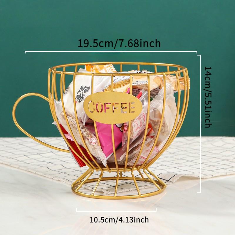 European Style Desktop Storage Basket, Iron Fruit Snack Tray, Living Room Coffee Capsule Holder, Decorative Organizer for Home