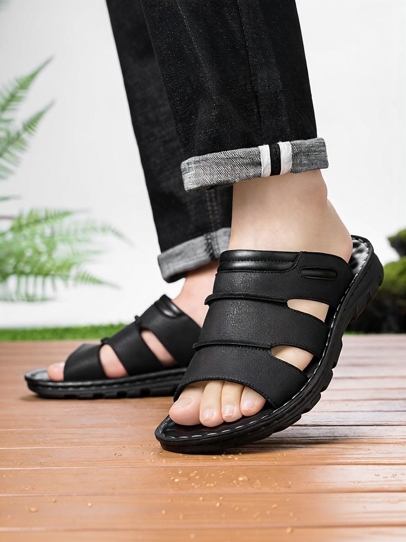 Classic Men's Slip-On Sandals, Flexible Sandals, Multi-Strap Design for Support and Flexibility, Ideal for Outdoor Adventures, Travel, or Casual Office Use