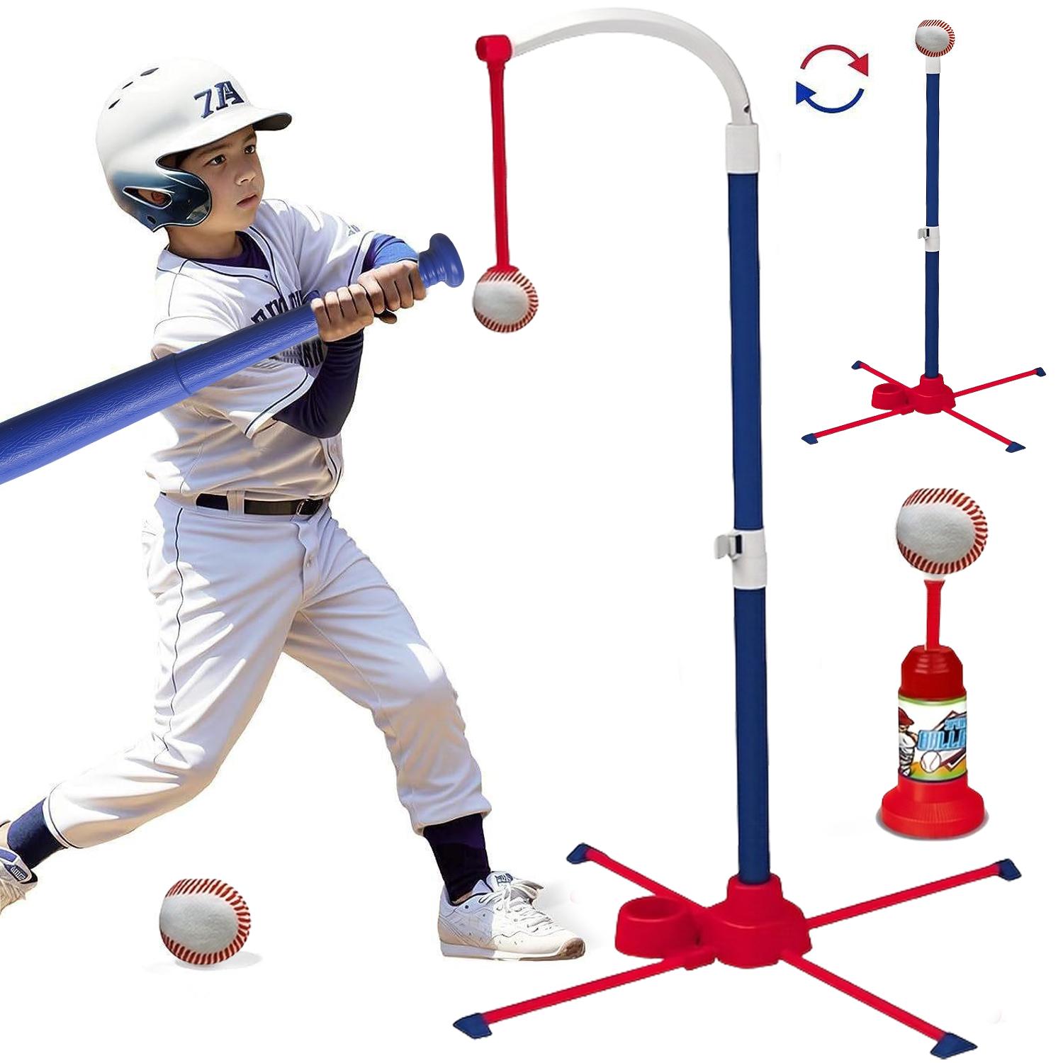 3-In-1 Baseball Set for Kids, Adjustable Tee, Portable Launcher, Hanging Bat, Perfect Gift for All Ages, Family Fun Essential!