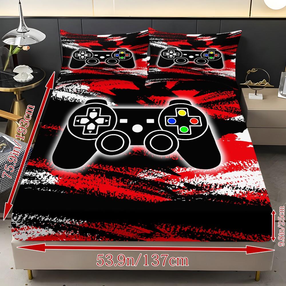 Gaming Controller Bed Sheet Set, High-Quality Fabric, All-Season Lightweight, Trendy Bedroom Linen, Comfortable Sleep, No Padding