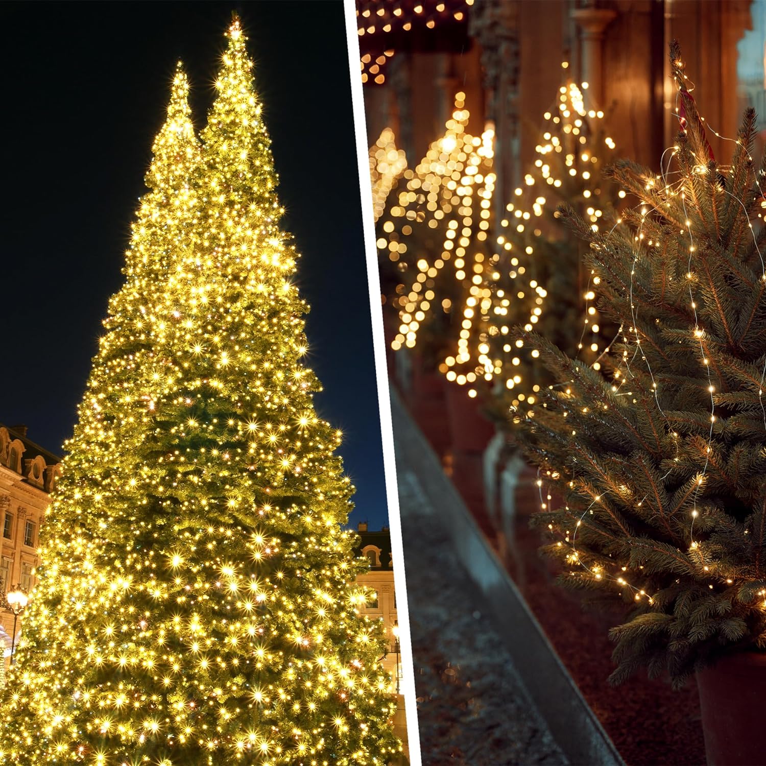 2-Pack Solar String Lights, Total Length 104.98 Feet, 300 LED Outdoor Solar Fairy Lights, 8 Modes of Solar Twinkling Lights, Mini LED Solar String Lights, Suitable for Christmas Garden Party Decorations, Warm White Color, IP44 Waterproof