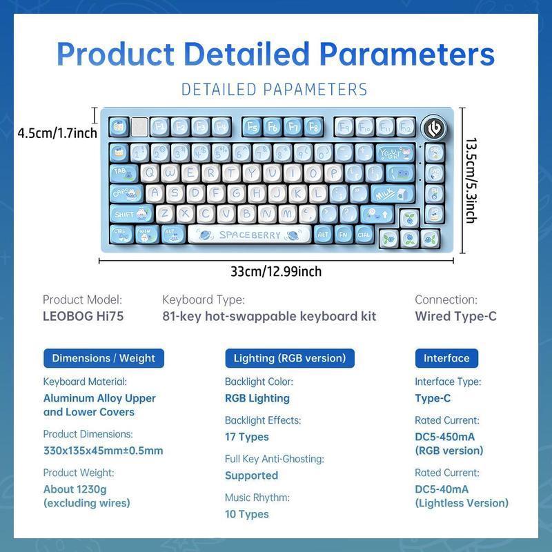 Hi75 Aluminum Alloy Mechanical Gaming Keyboard with Gasket-Mounted Functional Knob, Wired,75% Layout Hot Swappable RGB Backlit for Win PC - Purple Magic Bear Hi75 Aluminum Alloy Mechanical Gaming Keyboard with Gasket-Mounted Functional Knob, Wired,75% Layout Hot Swappable RGB Backlit for Win PC - Purple Magic Bear