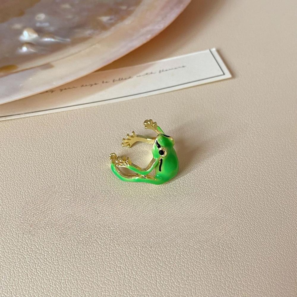 New Fashion Green Frog Open Rings For Women Men Metal Cute Animal Adjustable Finger Ring Jewelry Birthday Party Gifts For Women
