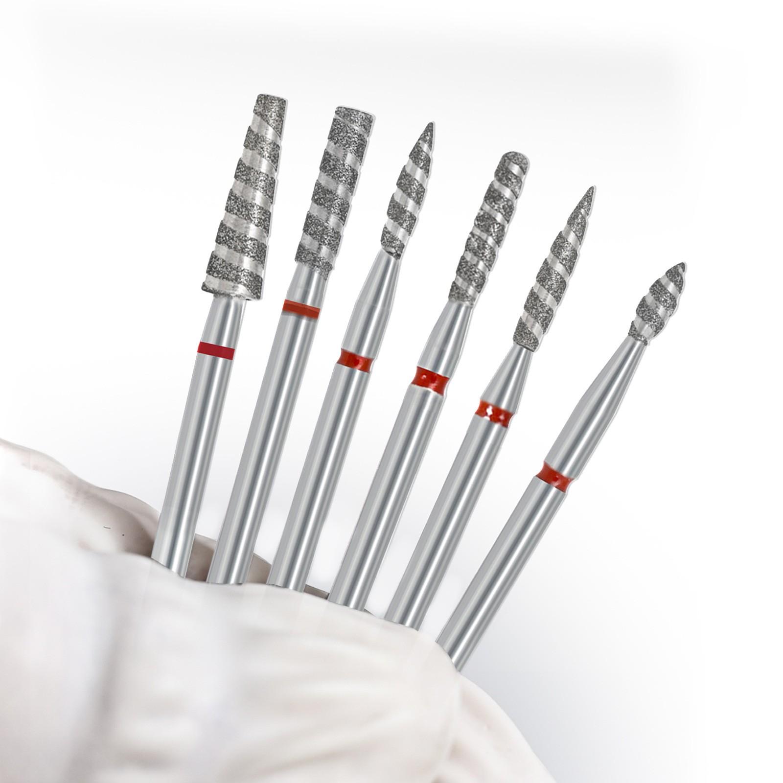 6Pcs/set Nail Drill Bits Set Nail Bits For Nail Drill Professional Diamond Drill Bit Set Electric Cuticle Rotary Manicure Nail Drill Bits Pedicure Grinding Head Sander Tools For Acrylic Gel Nails Home Salon Diy Manicure