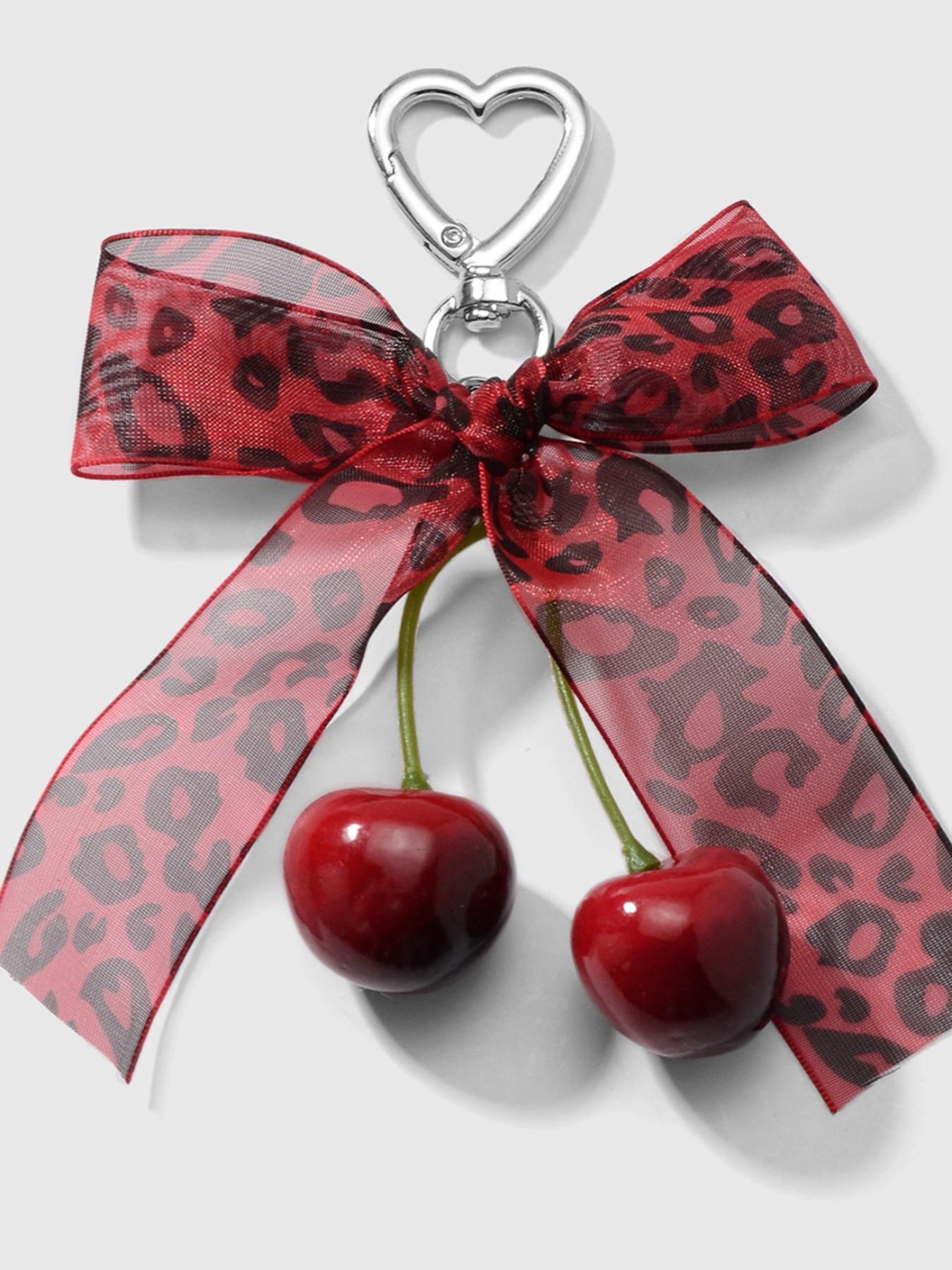 New Elegant Simple Sweet Cool High-Quality Faux Pearl Lace Leopard Bow Keychain Bag Charm, Casual Style, No Choking Hazard, Fashionable Accessory