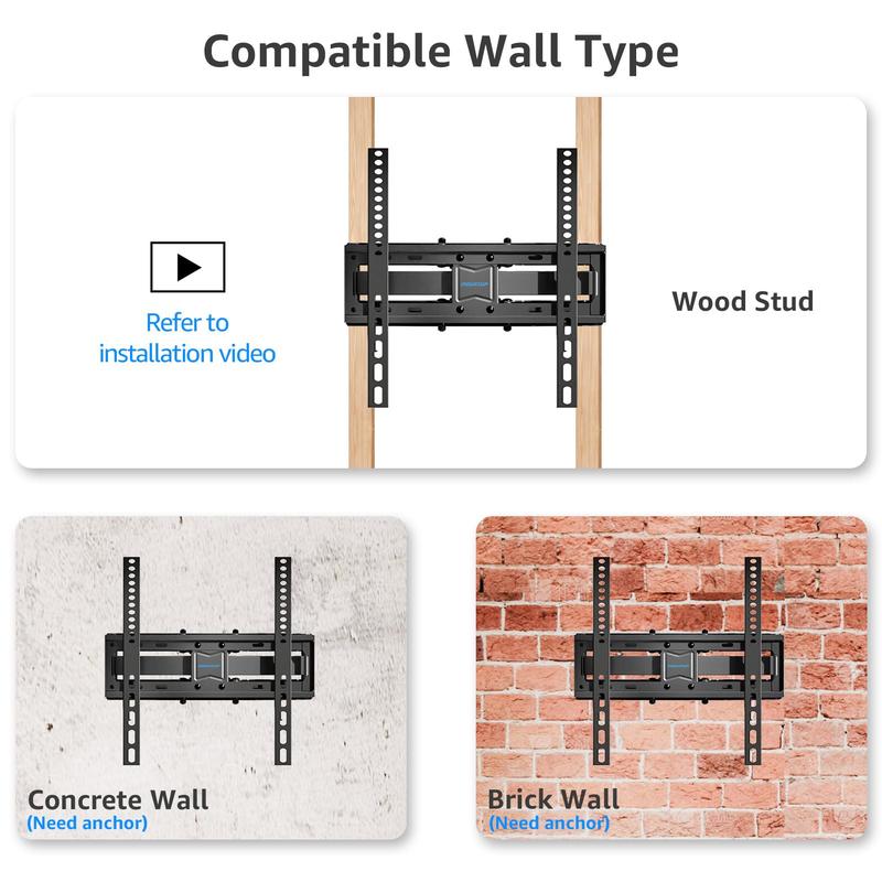 MOUNTUP 26"-65" UL Listed Full Motion TV Wall Mount, Fit 16" Wood Stud, Dual Swivel Articulating Arm Max VESA 400x400mm up to 88 LBS, MU0010-B