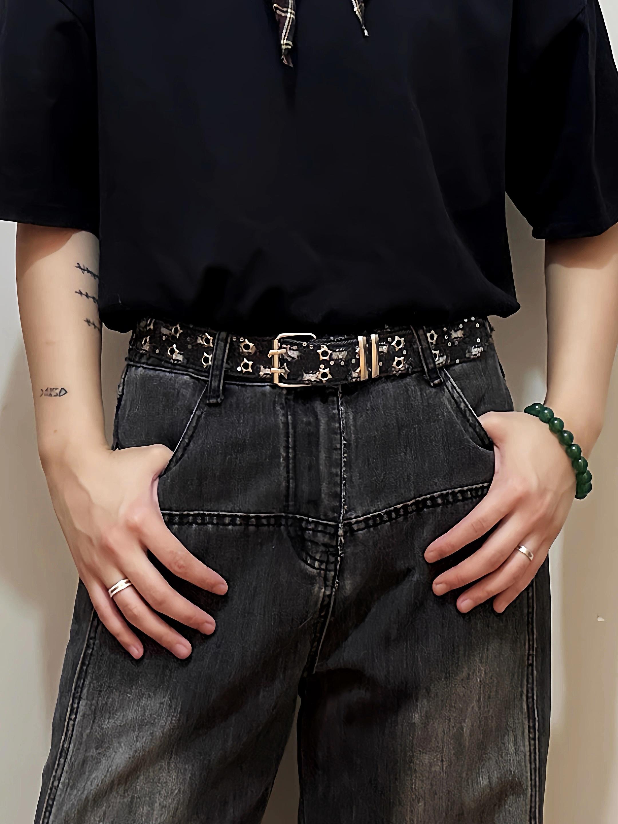 New Fashion Street Waist Belt, Blue Punk Accessory, Blue Denim Belt, Hip Hop Y2K Heart Buckle Belt, Unisex Design, Street Style Belt