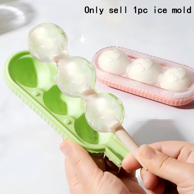 3pcs Ice Pop Molds, Candy Floss Ice Ball Mold, Freezer Tray for Baby Food, Home Use Ice Cube Maker, Two-In-One Design for Popsicles and Ice Cream Straws