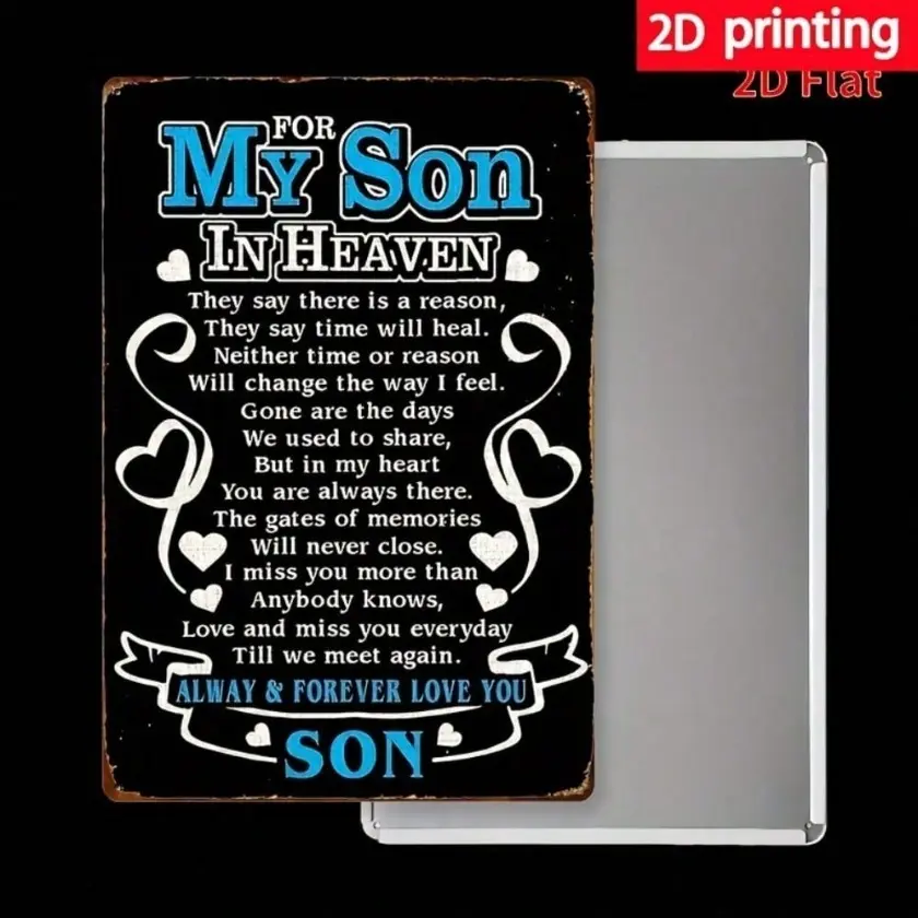Aluminum Memorial Plaque for Loved Ones 12x8 Inch Love You Forever Son Engraved Wall Tribute Heavy Duty Weather Resistant Sign for Outdoor Indoor Memorial Decor