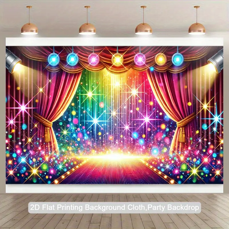 Colorful Rainbow Stage Light Banner - Power-Free Home & Festive Party Backdrop, Photo Studio Prop, Wall Artwork Decor for Indoor-Outdoor Events