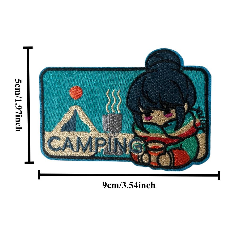 Camping Anime Girl Embroidery Patch Tactical Military Morale Badges Hook Loop Patches Backpack Sticker for Clothing Armband