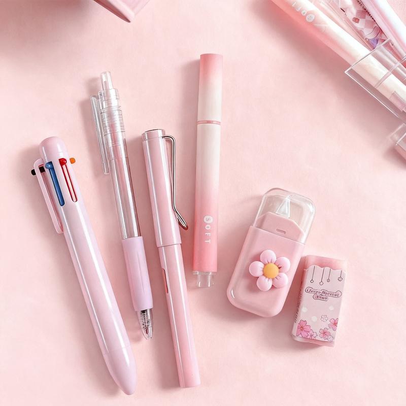 6/12/18 Pcs Stationery Set, Includes Neutral Pens, Erasers, Six-Color Ballpoint Pens, Multifunctional Writing Tools, Ballpen Set, Perfect Office & Study Supplies for Christmas gift