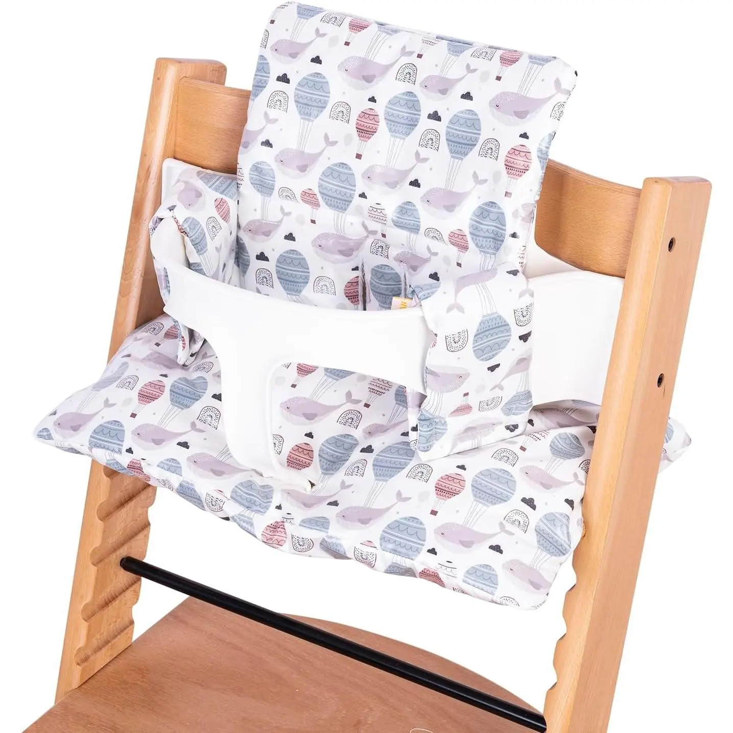 Extra Padded Soft Dining Chair Seat Cushion, Wateproof & Wipe Clean Cushion for Stokke Tripp Trapp High Chair, 18" L x 11" W, Compatible & Convertible Design (Sweet Dreams-Whales & Balloons)