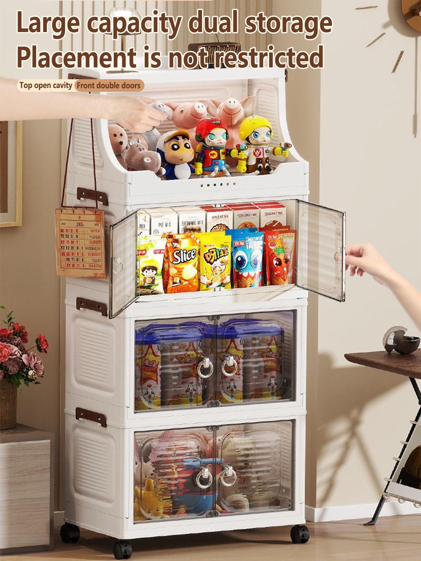 Foldable Storage Cabinet, Multi-Layer Home Bedroom Clothes Organizer, No Installation Living Room Plastic Shelf, Durable & Space-Saving Design, Drawers