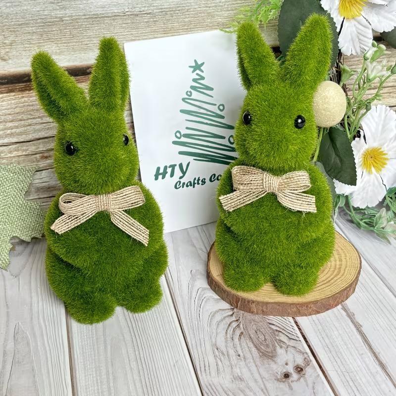 Spring/easter Nutcracker Decoration, Classic Gardening Flocking Rabbit Statue, Easter Bunny, Outdoor Moss Rabbit, Holiday Garden Party Decor