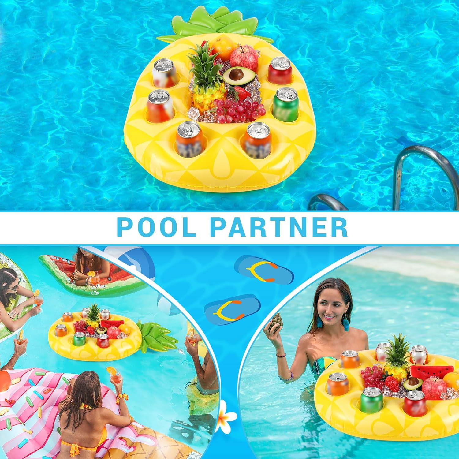 Inflatable floating chilled beverage rack, summer ice bar ice bucket, suitable for swimming pools, floating hut bars, adult hot tub beverage racks, inflatable pool accessories