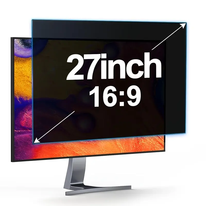 27 inch Upgraded HD Computer Privacy Screen, Monitor Privacy Screen for 16:9 Widescreen Removable Anti Glare Computer Screen Cover and Blue Light UV-Blocking Screen Privacy Filter 2 Pack or 1 Pack