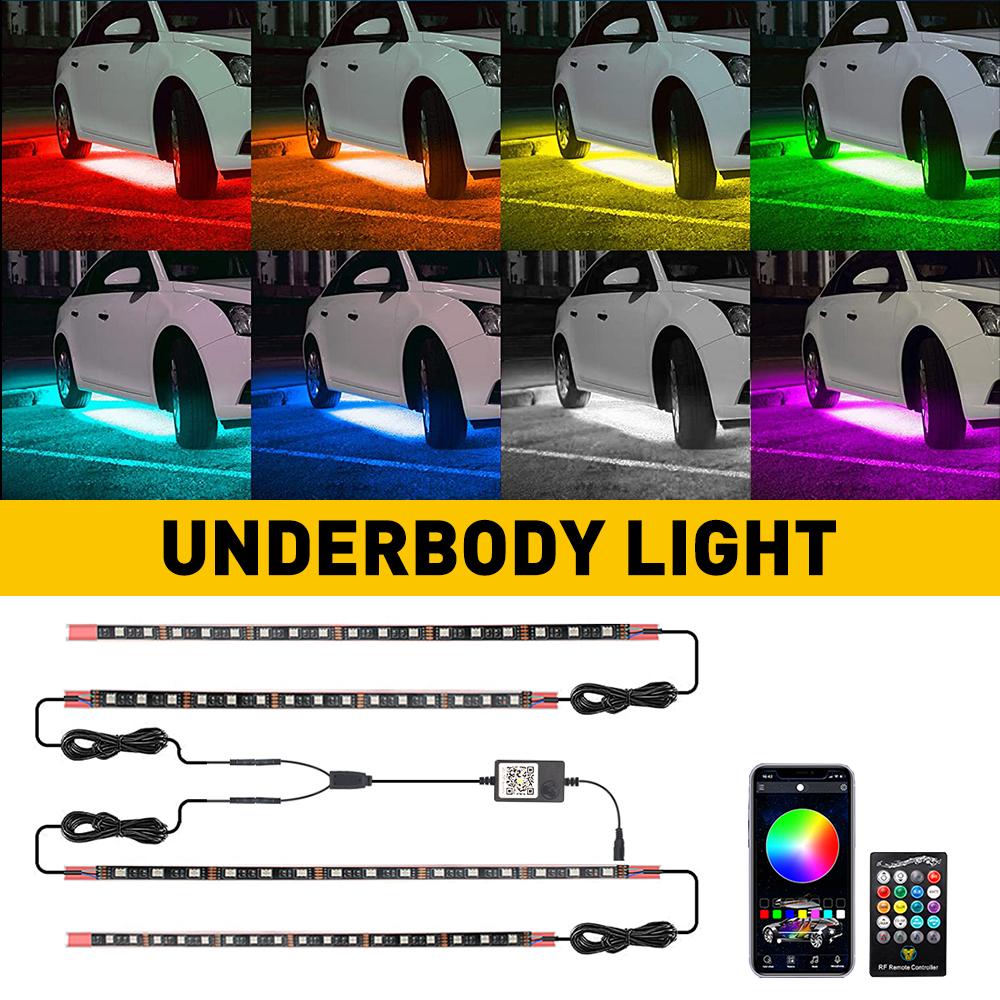 AUXITO RGB LED Strip Under Car Tube Underglow Underbody System Neon Light Lamp Kit