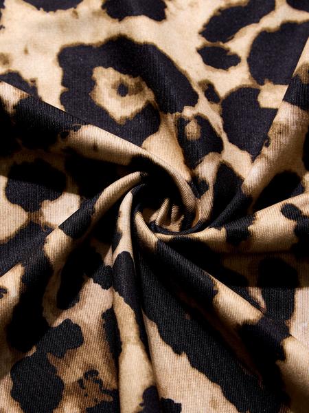 Elegant Leopard Print Bodycon Dress, Deep V Neck Lace Long Sleeve, High Waist Split Back Party Dress, Fall Fashion Women's Clothing