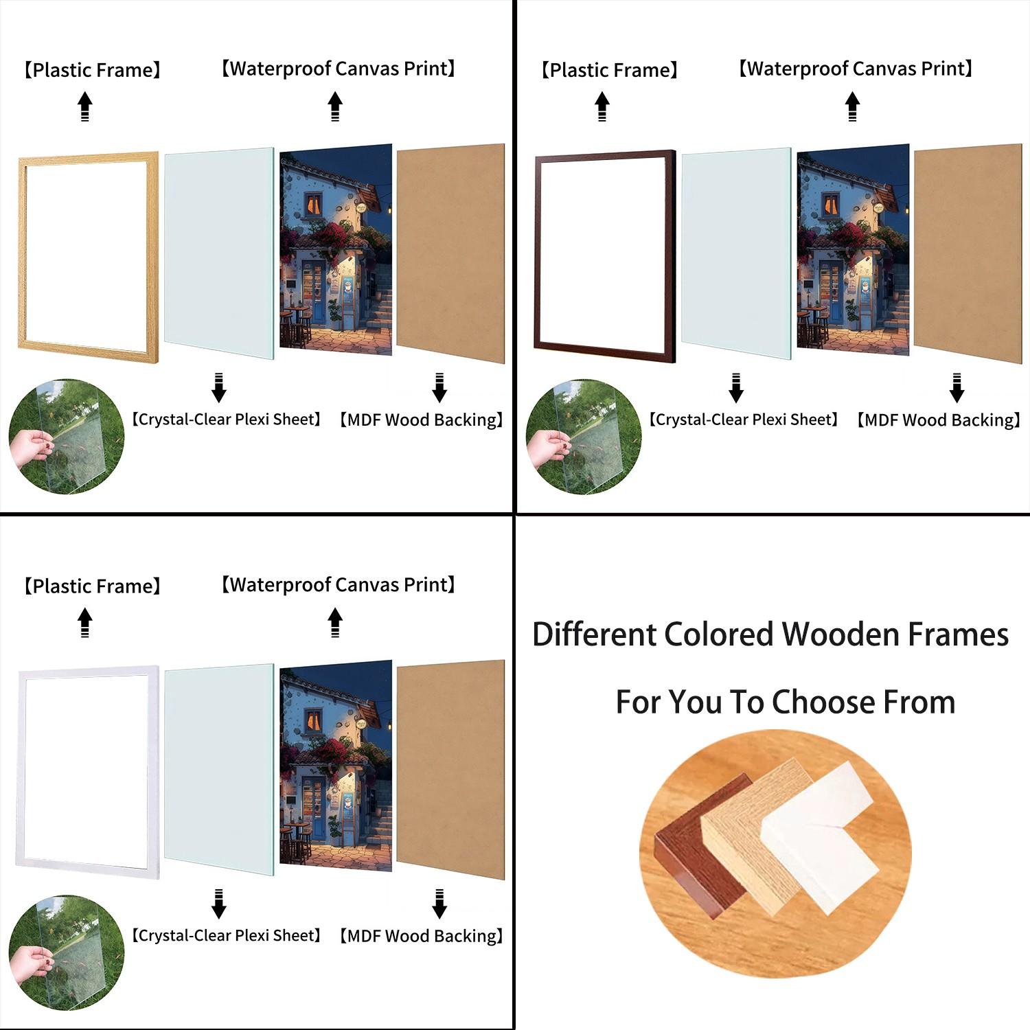 3-Piece Optional Wooden Frame Bohemian Modern Minimalist Aesthetic HD Color Canvas Poster High Precision Ink Print Thick Coating Moisture-proof Anti-wrinkle Smooth Surface Living Room Bedroom Home Decor