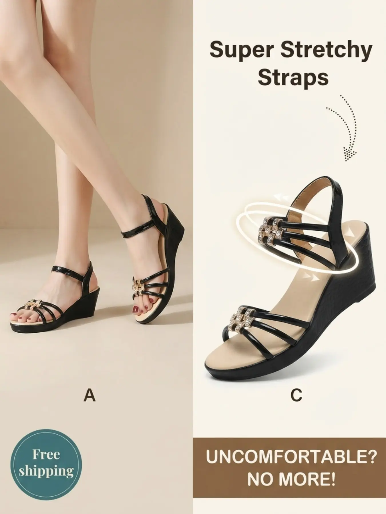 Trendy Floral Print Wedge Sandals, Women's Open-Toe Cross-Strap Thick Sole, Adjustable Ankle Strap, Summer Beach Casual, Multi-Color Choices