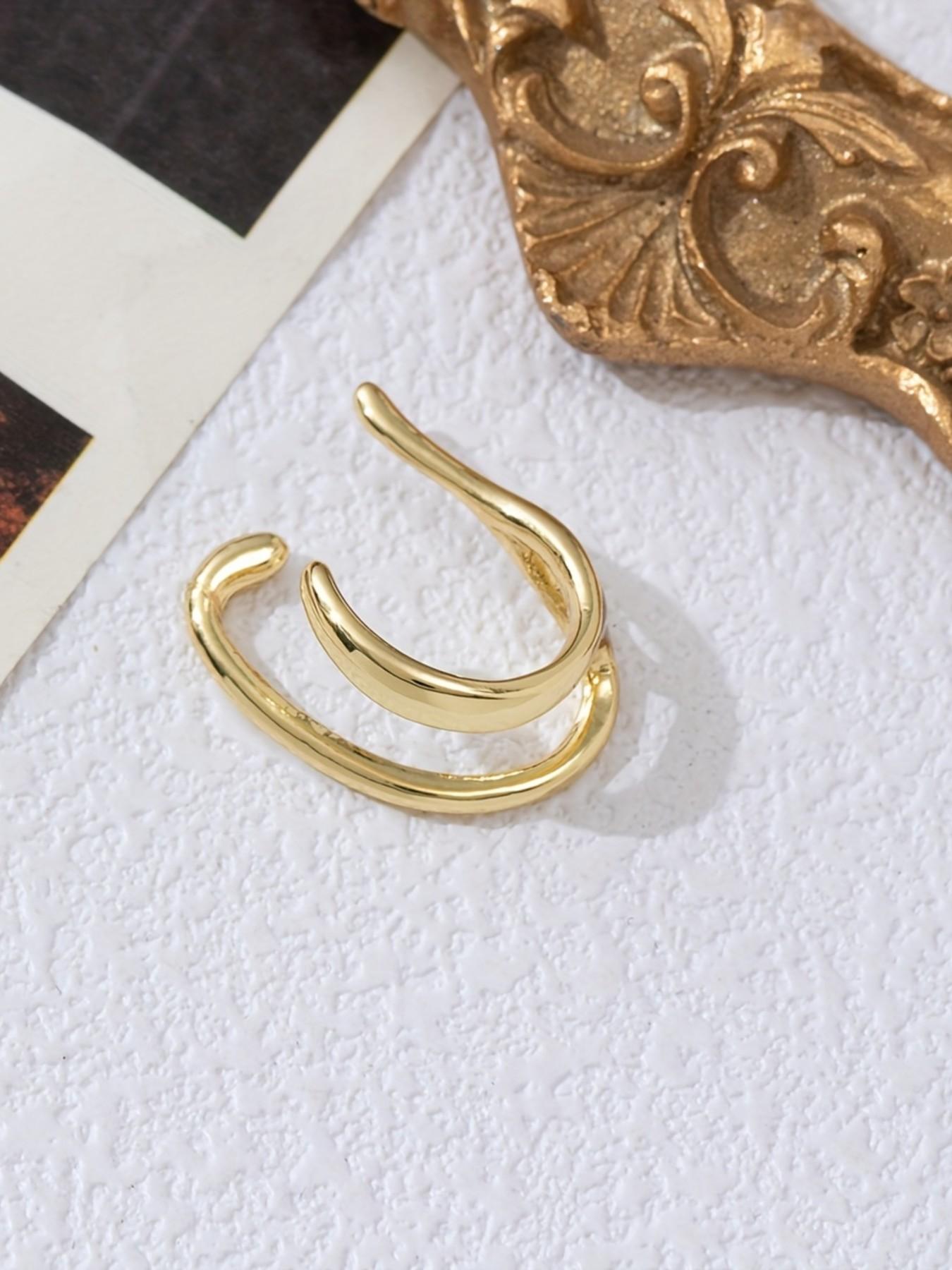 2pcs Minimalist Ear Cuffs, Fashionable High-End Earrings, Unique Versatile Studs, Casual All-Season Jewelry, Plain Design