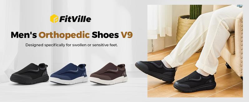 FitVille Men's EasyTop Wings Diabetic Shoes V9 Runner Sneaker