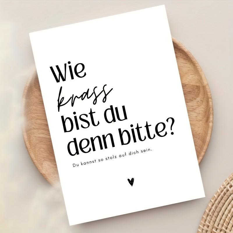 5 German Congratulations Cards, Minimalist Design, Inspirational Achievement Cards, Modern Font, Encouragement Gifts for Friends and Family