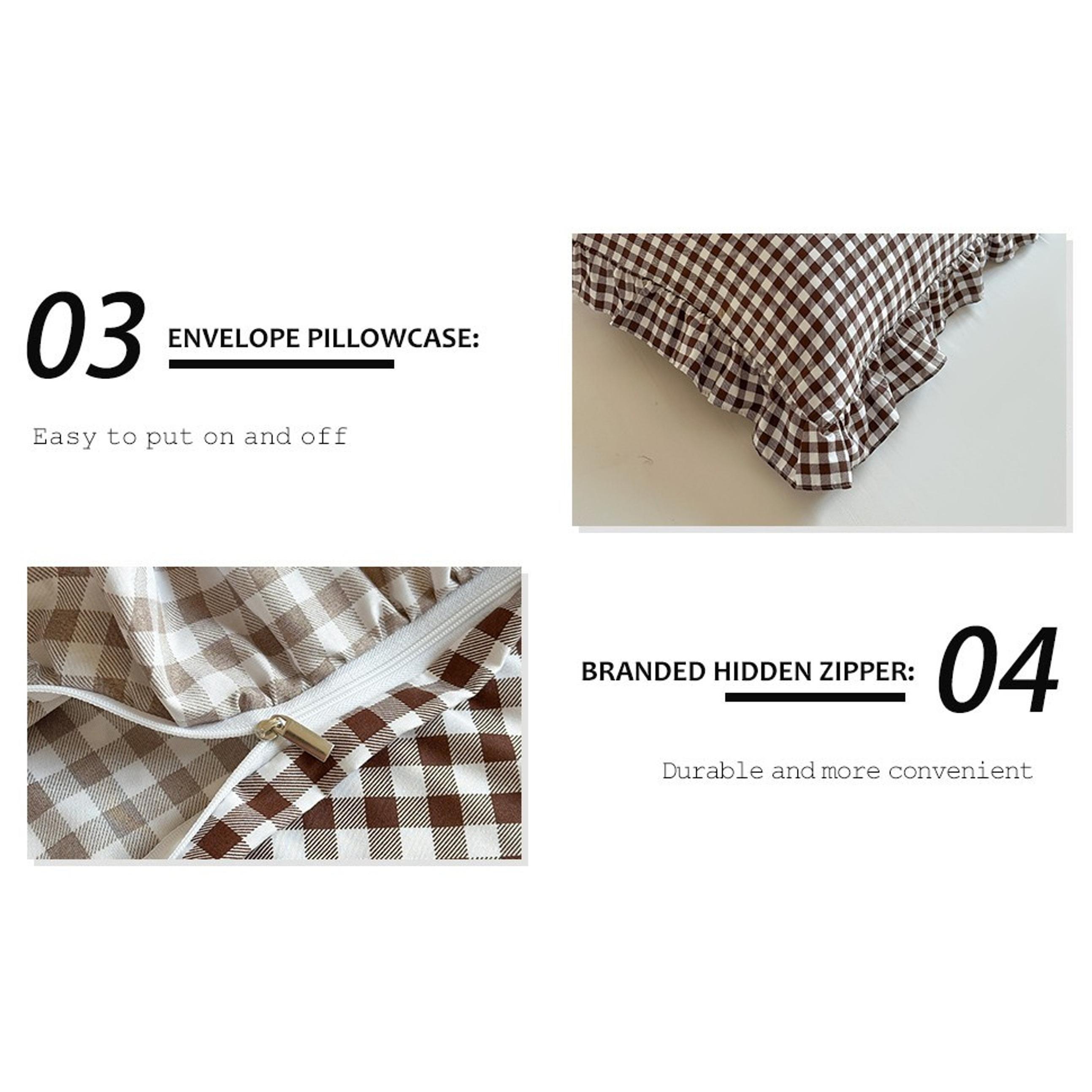 Mocha Gingham Ruffle Queen Duvet Cover Bedding Set, Soft Breathable Pre-Washed Microfiber with Checked Plaid Design Mocha Gingham Ruffle Queen Duvet Cover Bedding Set, Soft Breathable Pre-Washed Microfiber with Checked Plaid Design