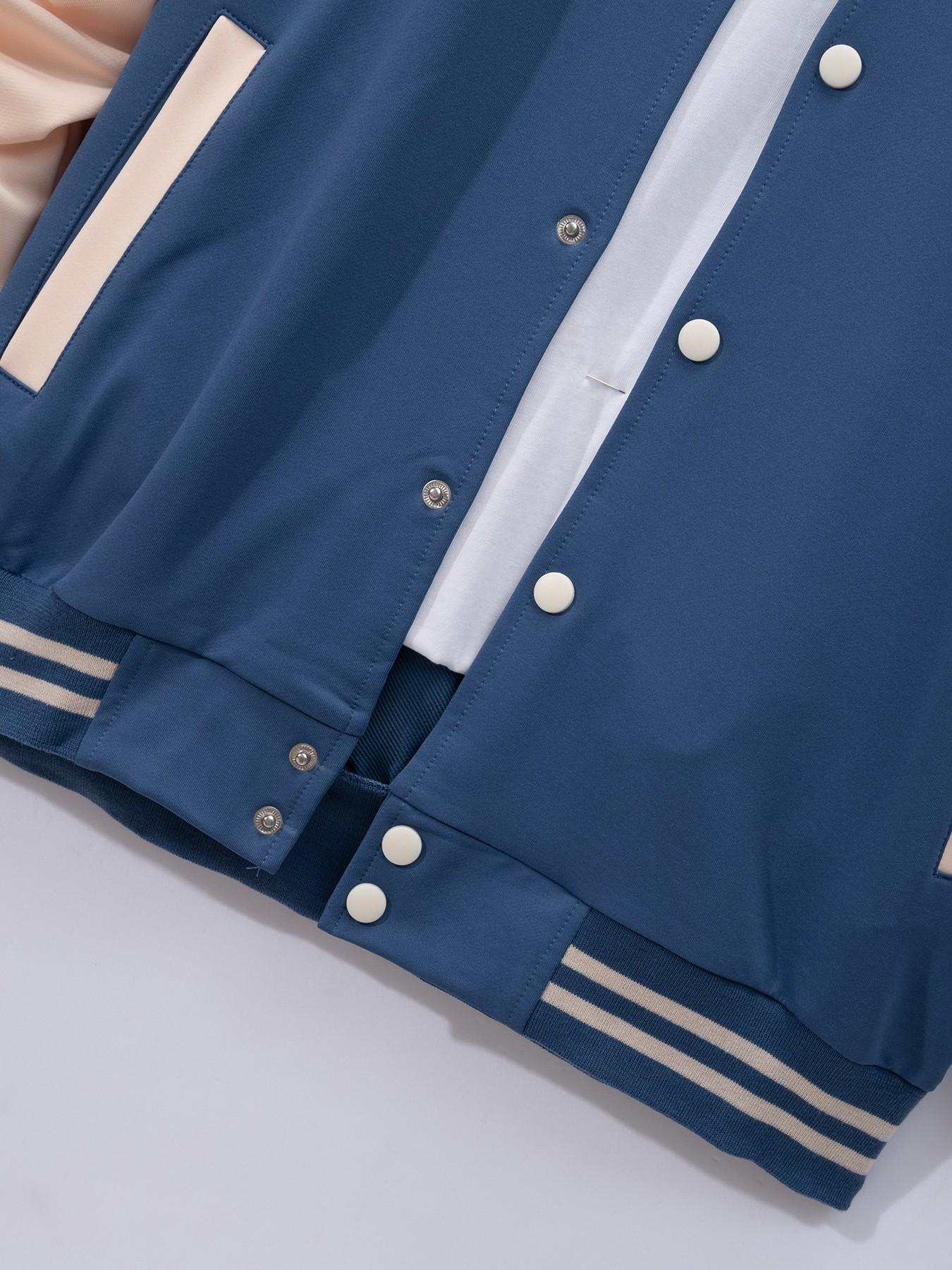 Men's Two-Piece Set, Spring & Fall Sports Suit, Colorblock Baseball Jacket + Drawstring Sweatpants, Loose-Fit Casual Wear, Multiple Colors Available