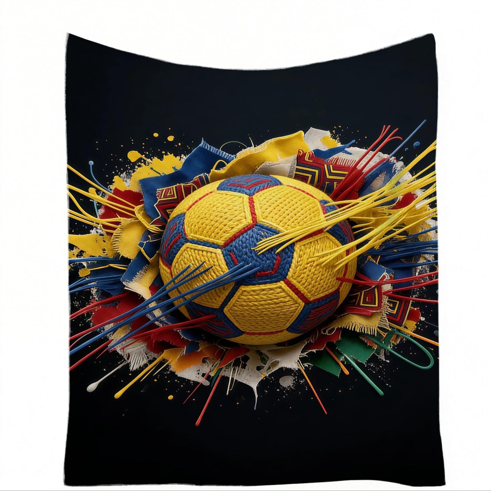 World Cup National Theme Football Decor Blanket, Sofa Cover, Nap Blanket, Air Conditioning Blanket, Perfect for World Cup Parties, Sports Bars, Outdoor Camping