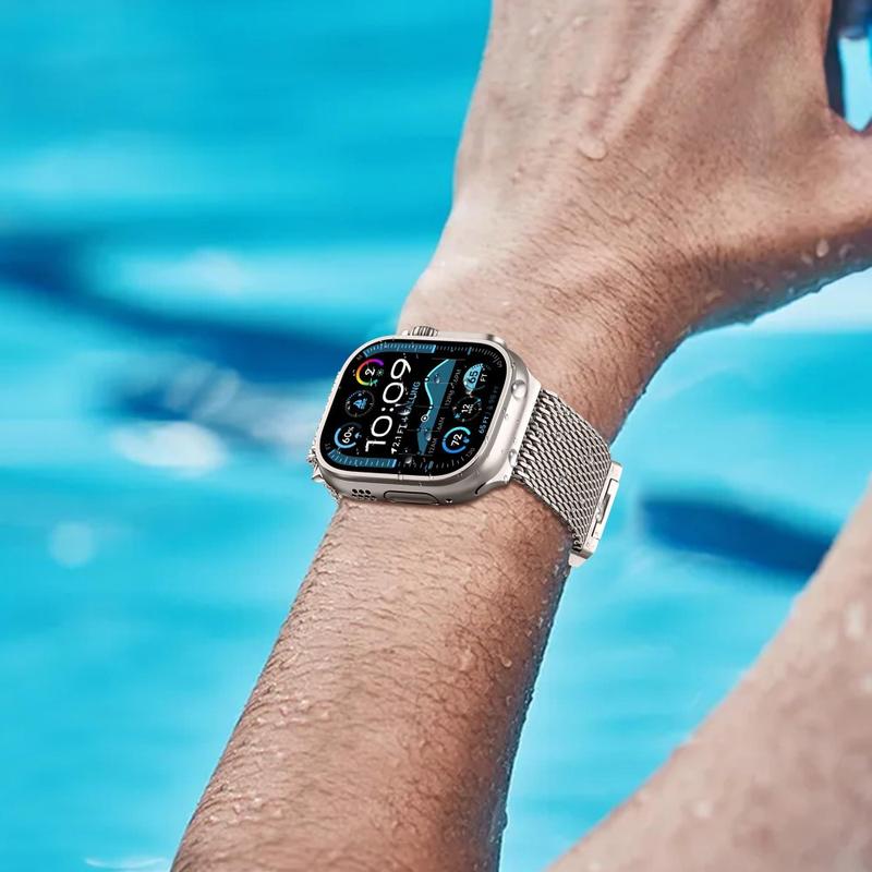 BUREI Milanese Metal Buckle Adjustable Band for iWatch Series 1-11/SE/SE2/Ultra/Ultra2 (38-49mm) - Parachute Style, Unisex Design (Watch Not Included)#TikTokShopHolidayHaul BUREI Milanese Metal Buckle Adjustable Band for iWatch Series 1-11/SE/SE2/Ultra/Ultra2 (38-49mm) - Parachute Style, Unisex Design (Watch Not Included)#TikTokShopHolidayHaul