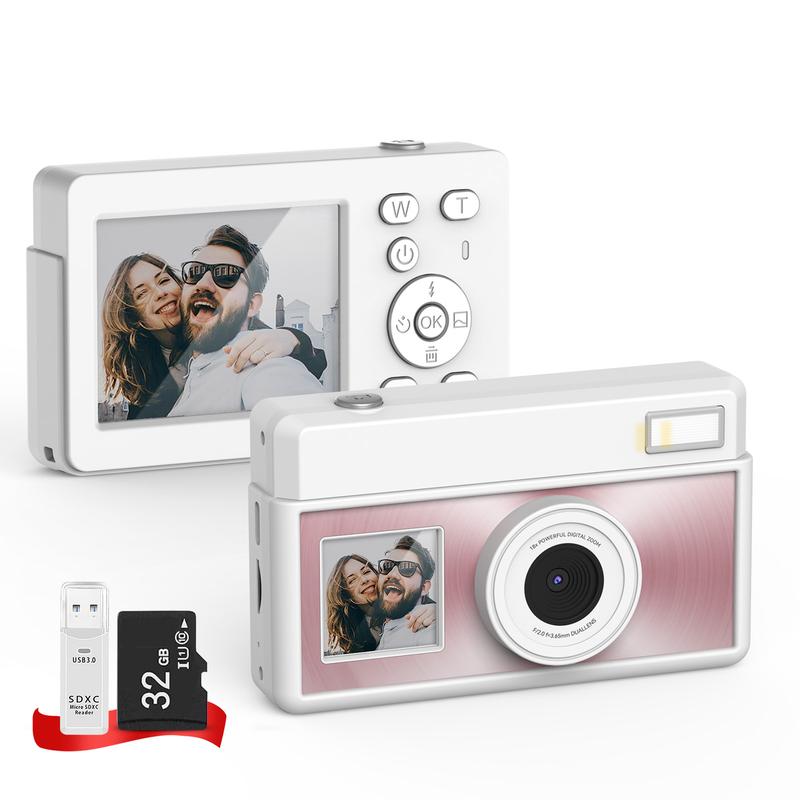 【Valentine's Day gift】Dual-Screen 4K Digital Camera 64MP, 18X Zoom, Retro Filters, One-Click Switch, 32GB SD Card, 1000mAh Battery, Rechargeable Selfie & Vlogging Camera for Teens & Kids  NewYear Christmas Gifts