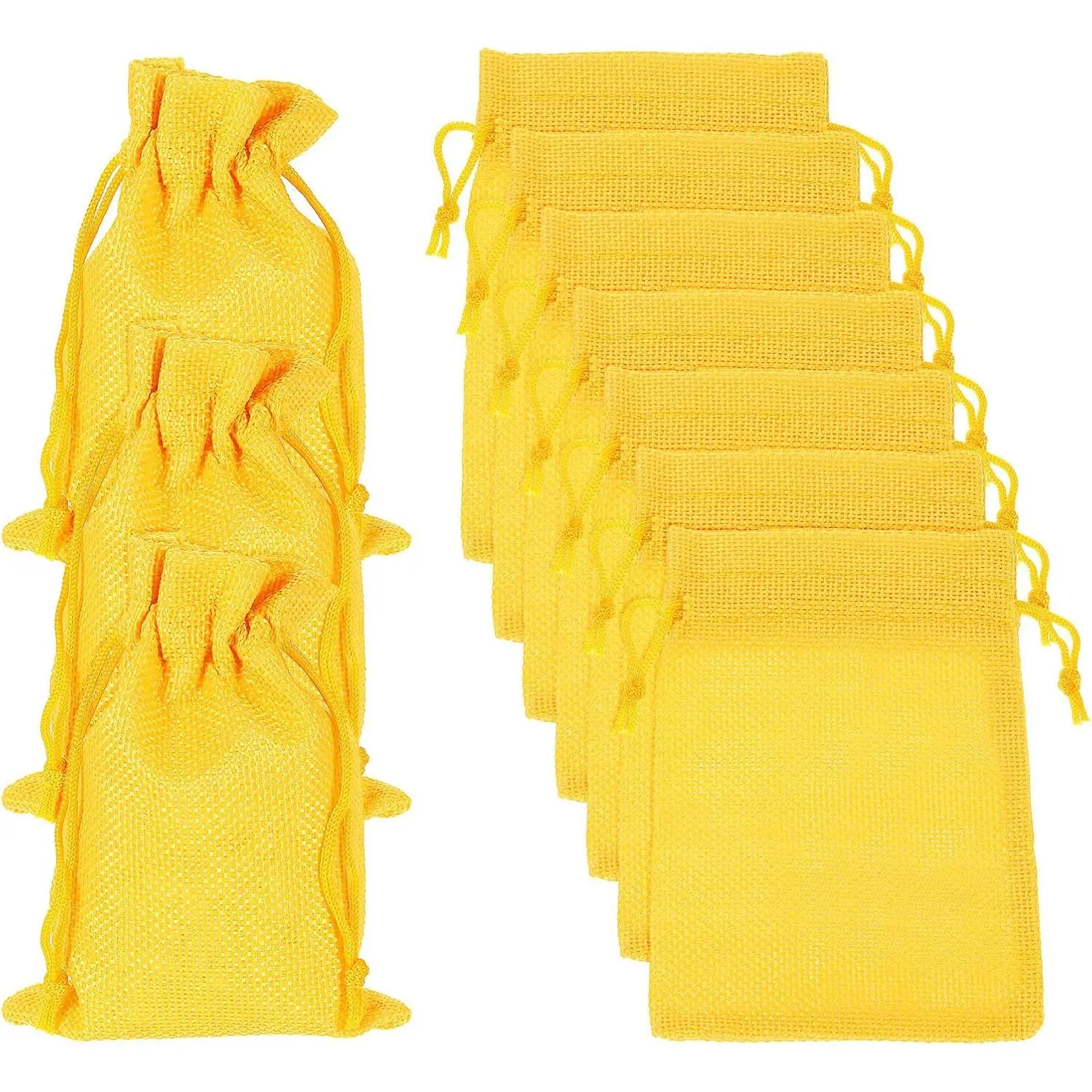20 count Burlap Bags with Drawstring, 4 x 5.5 Inch Favor Sacks Bag  Pouches for Christmas Thanksgiving Birthday Wedding Party Gifts Bags, Bright Yellow