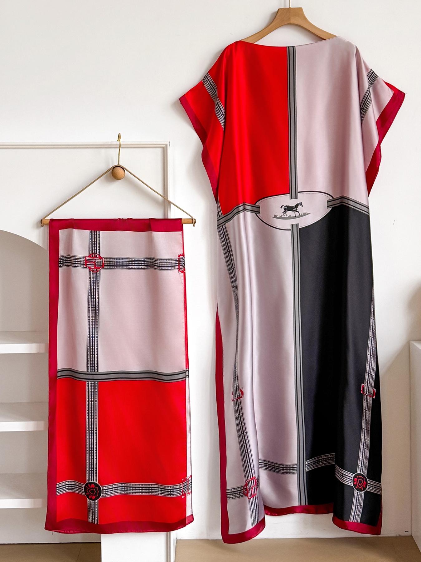 Women's Leopard Print Long Sleeve Kimono & Bandana Set, Casual Open Front Outerwear & Square Scarf Set for Beach Vacation, Ladies Clothes Accessories for All Seasons